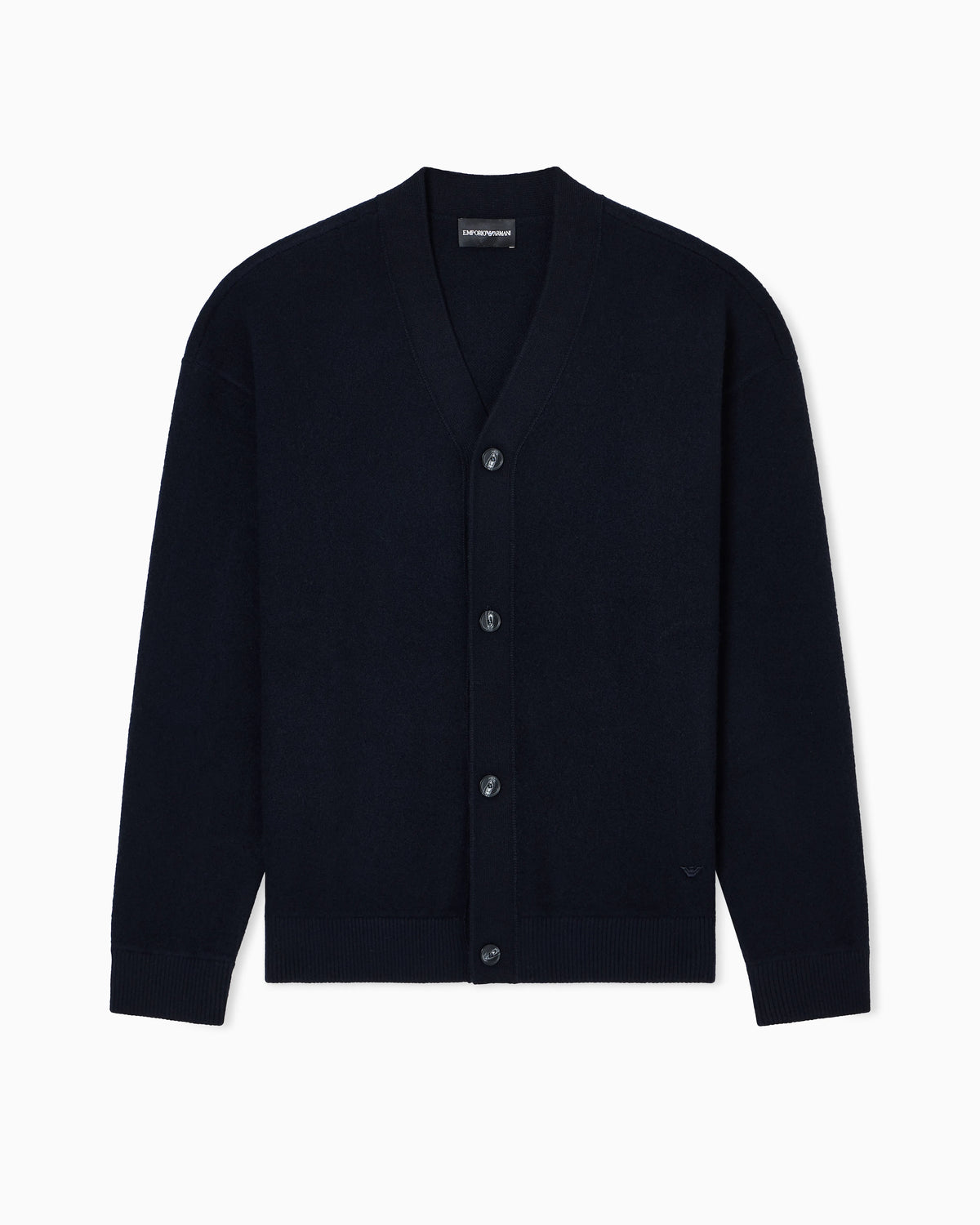 V-neck cardigan made of plush-knit virgin wool
