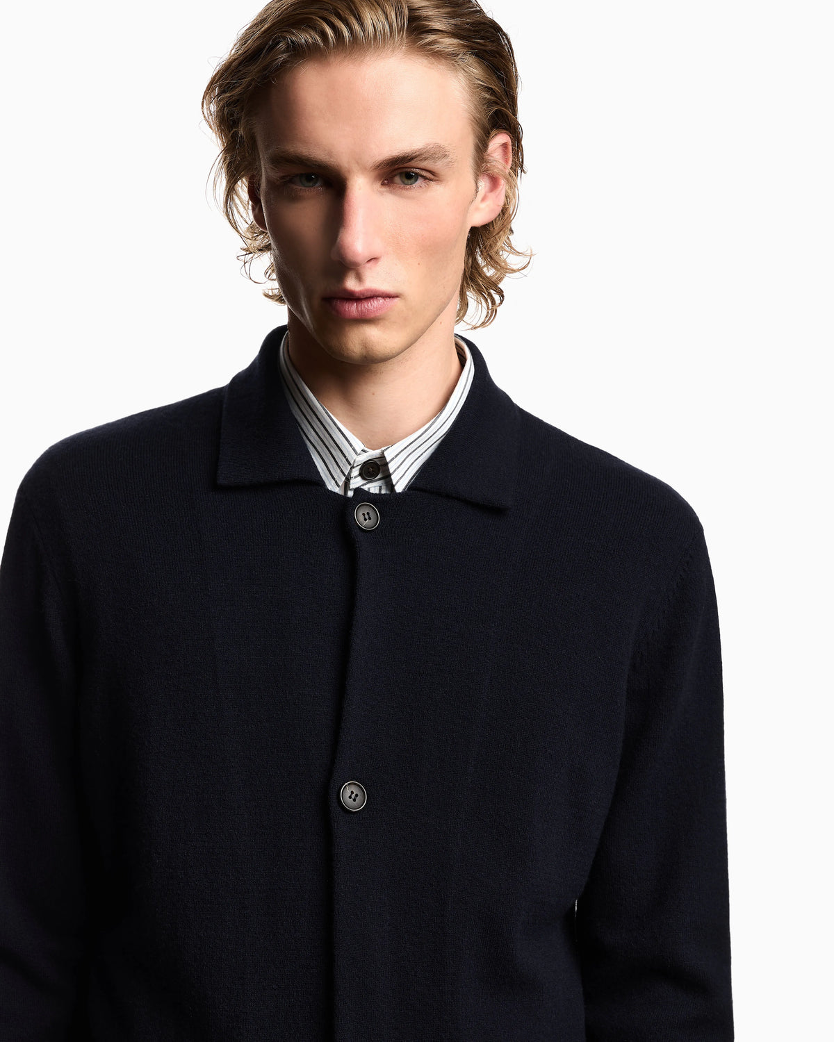 Plain-knit virgin-wool jacket