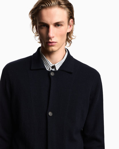 Plain-knit virgin-wool jacket