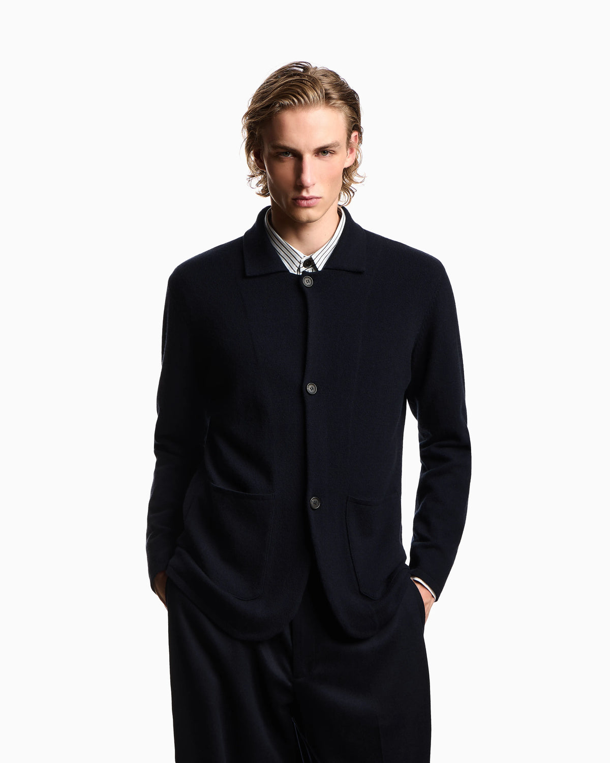 Plain-knit virgin-wool jacket