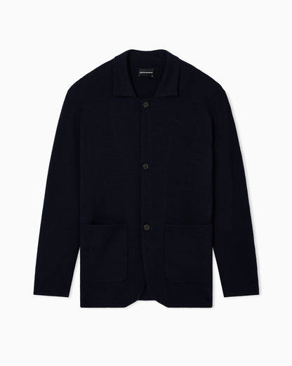 Plain-knit virgin-wool jacket