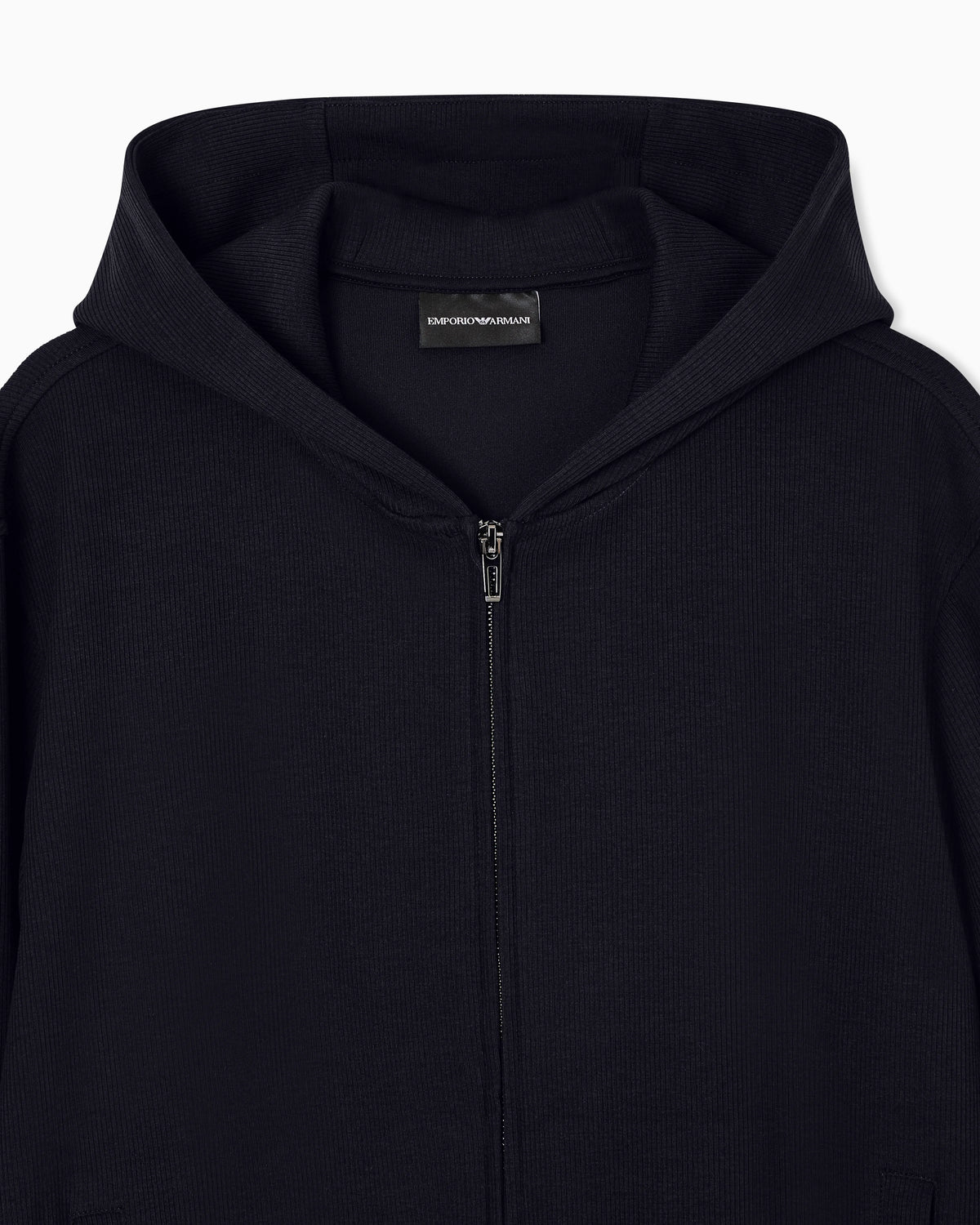 Travel Essential canneté jersey zip-up hooded sweatshirt