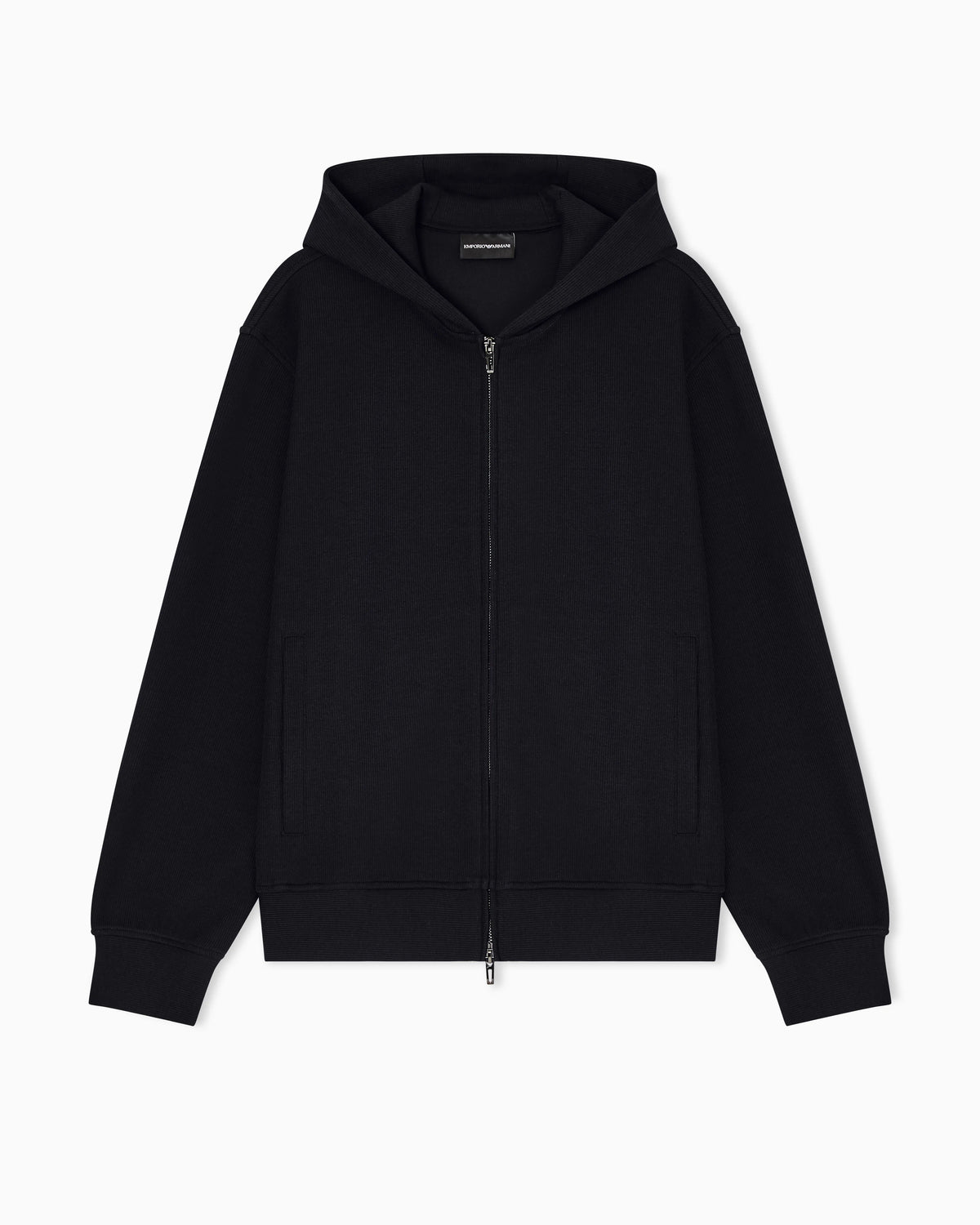 Travel Essential canneté jersey zip-up hooded sweatshirt