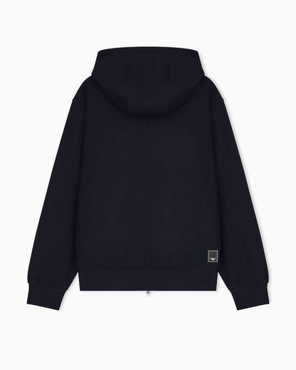 Travel Essential canneté jersey zip-up hooded sweatshirt