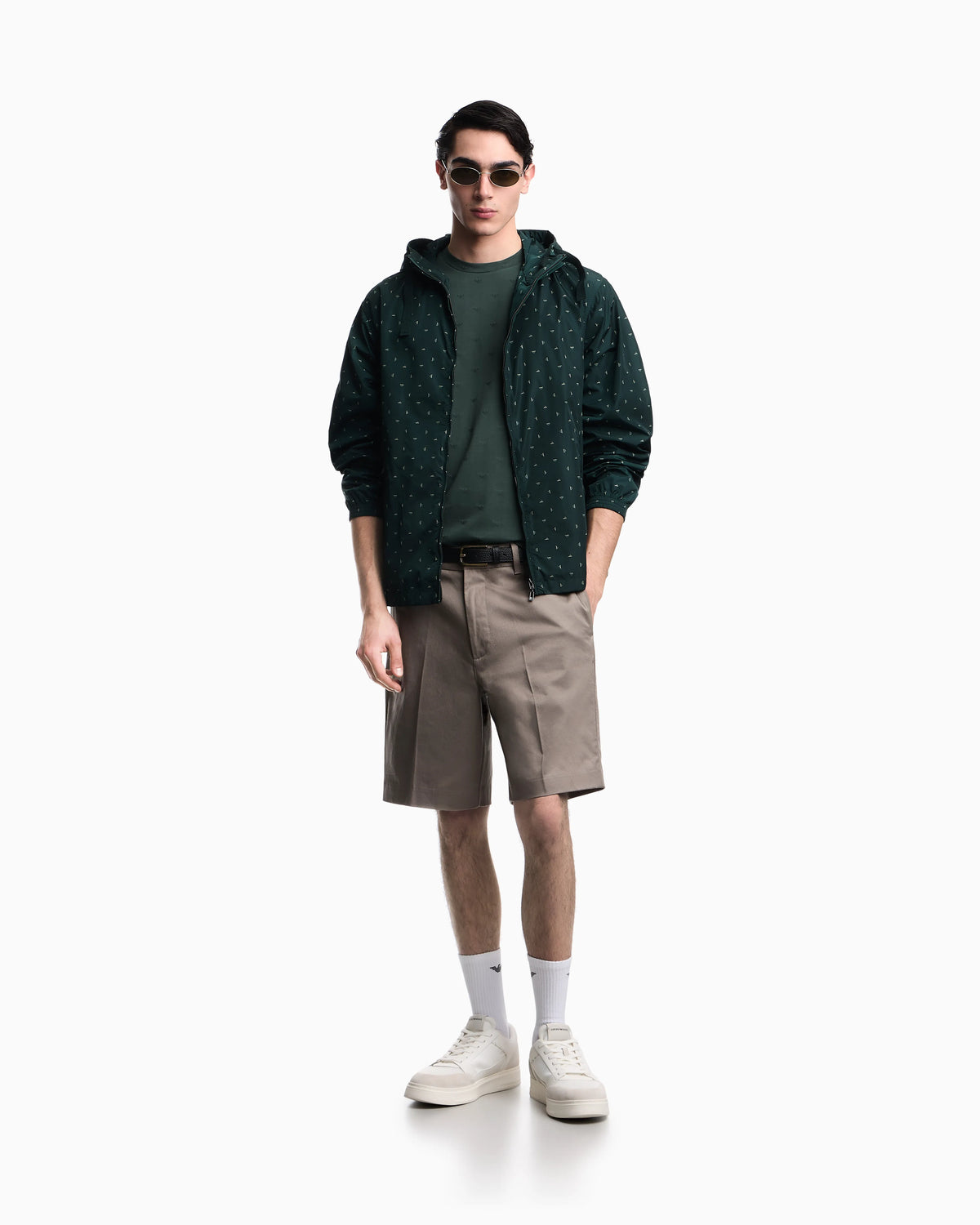 Slim-fit T-shirt in all-over micro-eagle jacquard jersey