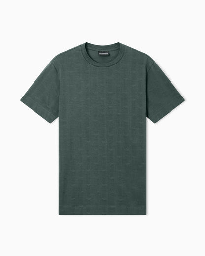 Slim-fit T-shirt in all-over micro-eagle jacquard jersey