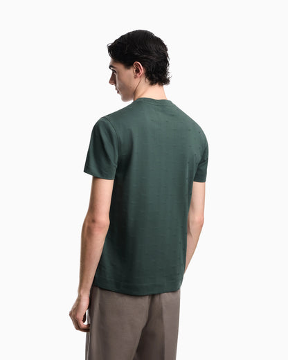 Slim-fit T-shirt in all-over micro-eagle jacquard jersey