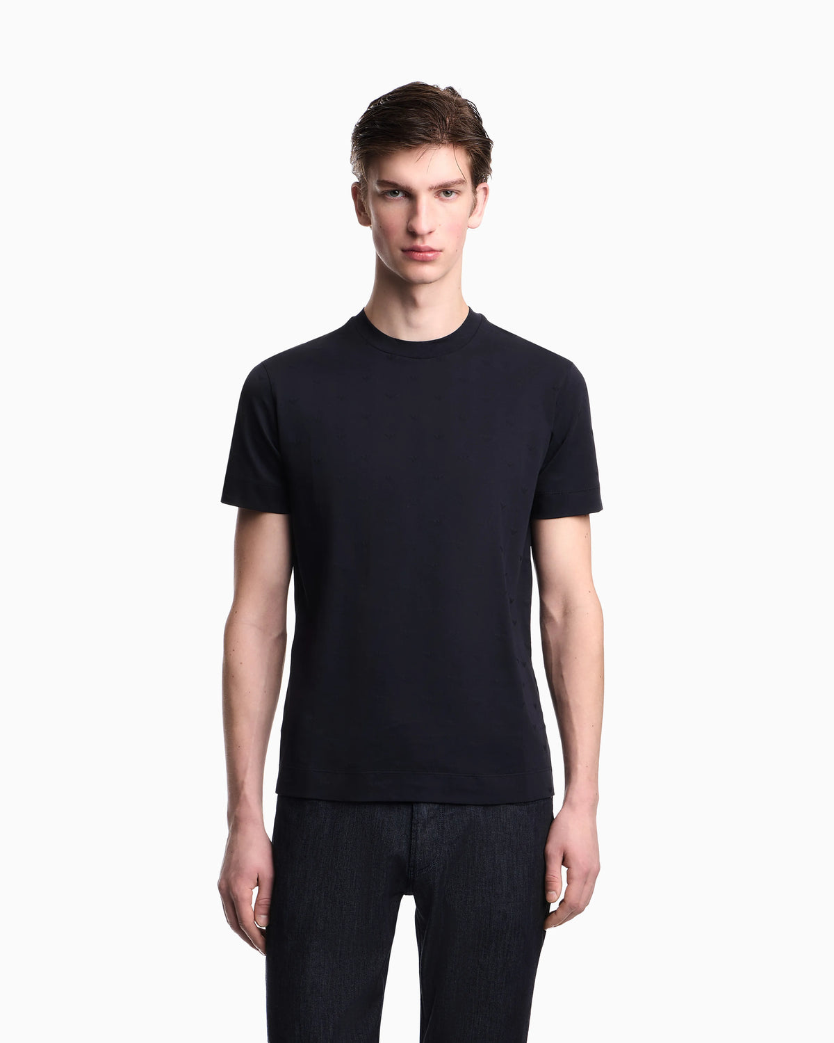 Slim-fit T-shirt in all-over micro-eagle jacquard jersey