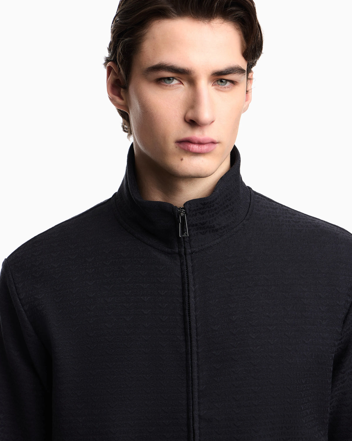 Full zip sweatshirt in jacquard jersey Essential