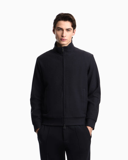 Full zip sweatshirt in jacquard jersey Essential