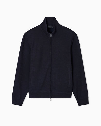 Full zip sweatshirt in jacquard jersey Essential