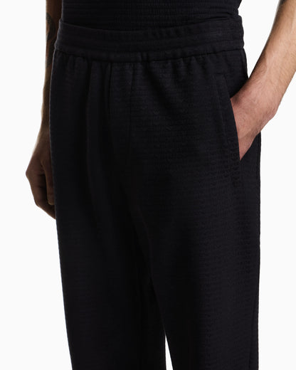 Lyocell-blend interlock-jersey joggers with jacquard lettering