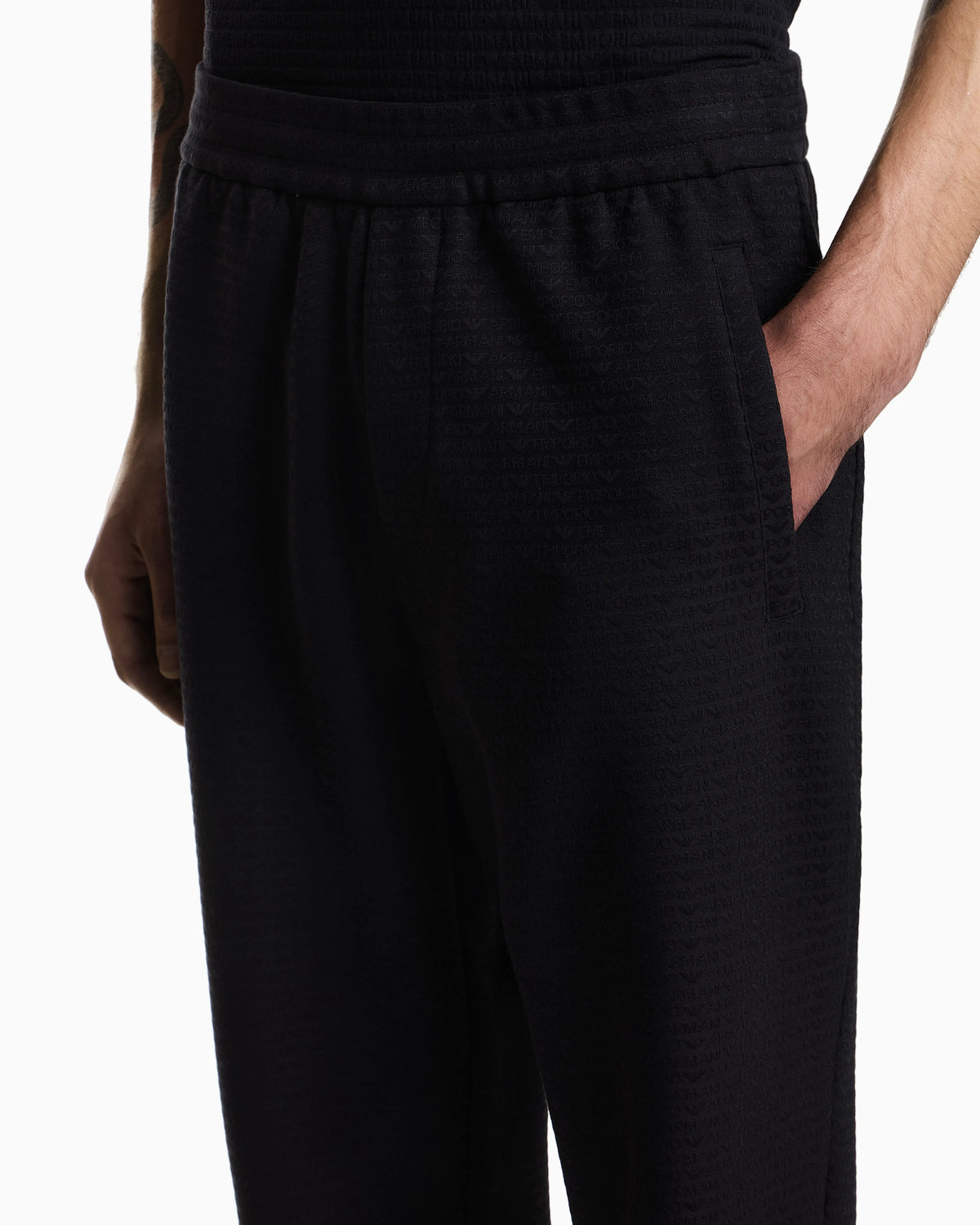 Lyocell-blend interlock-jersey joggers with jacquard lettering