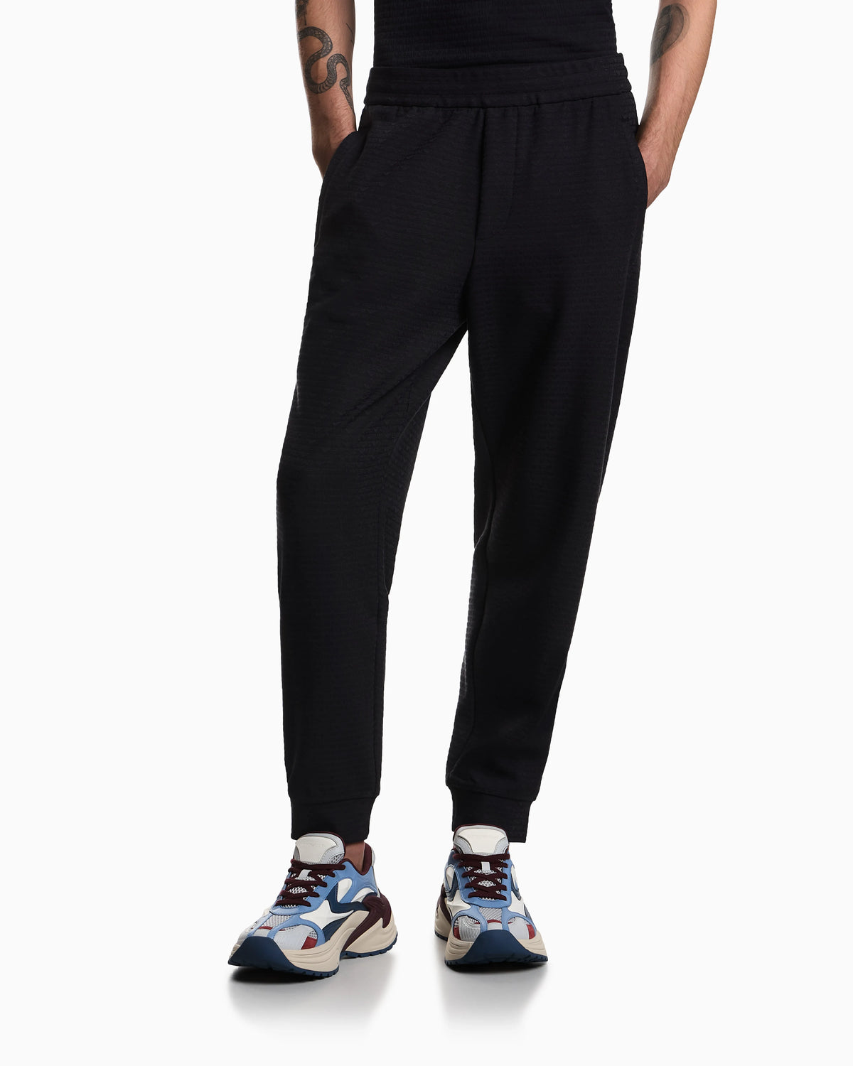 Lyocell-blend interlock-jersey joggers with jacquard lettering