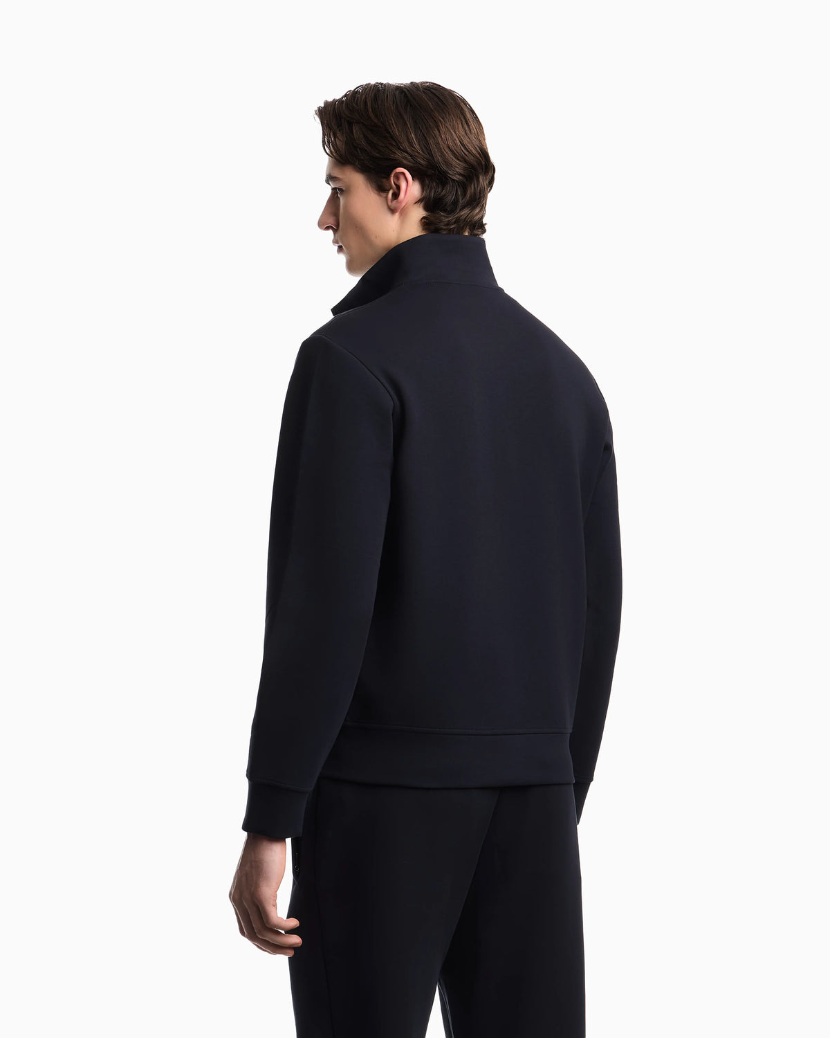 Full-zip sweatshirt in double jersey with micro eagle embroidery