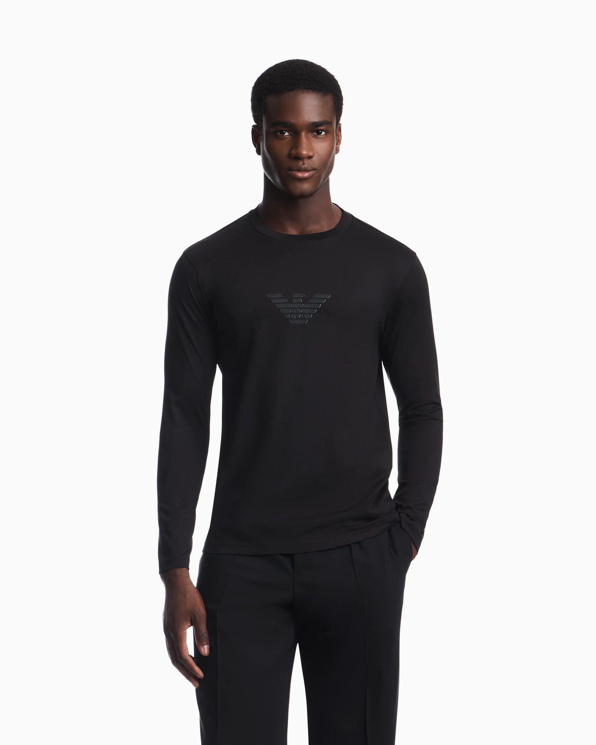 Slim-fit Pima jersey jumper with printed logo