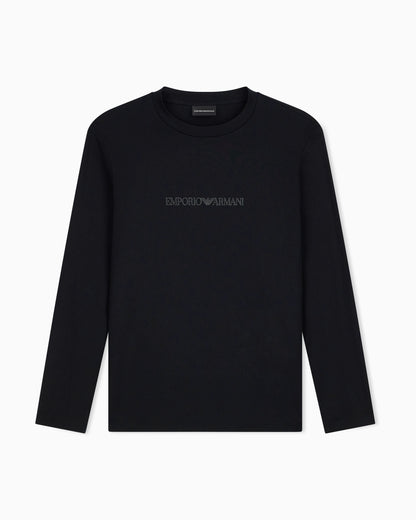 Slim-fit Pima jersey jumper with printed logo