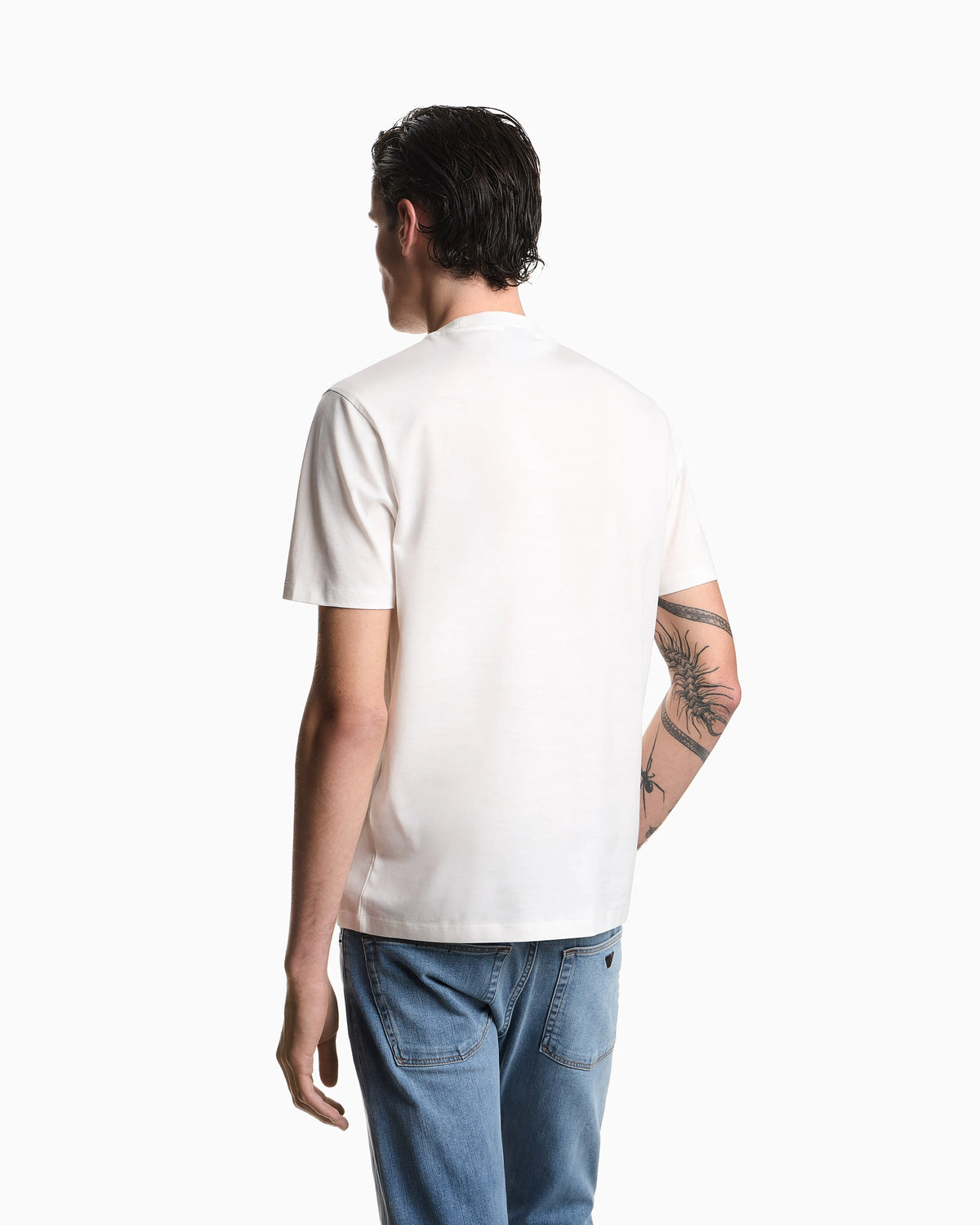Intarsia jersey t-shirt in pure cotton with logo Essential