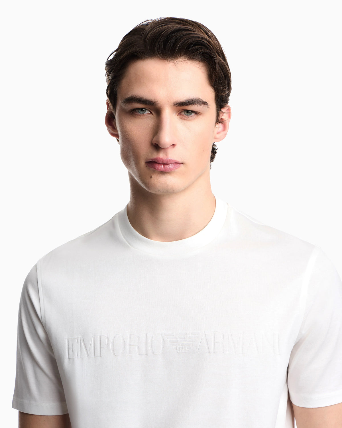 Intarsia jersey t-shirt in pure cotton with logo Essential