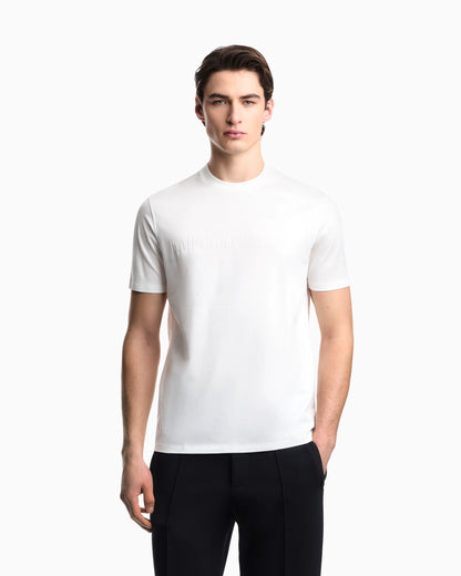 Intarsia jersey t-shirt in pure cotton with logo Essential