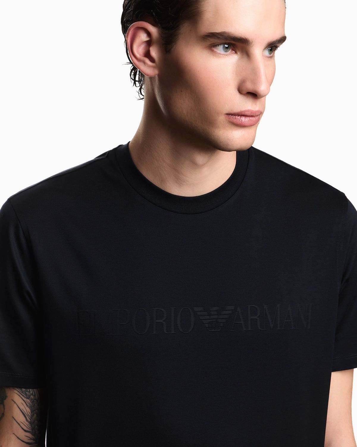 Intarsia jersey t-shirt in pure cotton with logo Essential