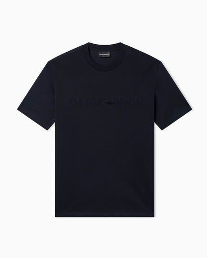 Intarsia jersey t-shirt in pure cotton with logo Essential