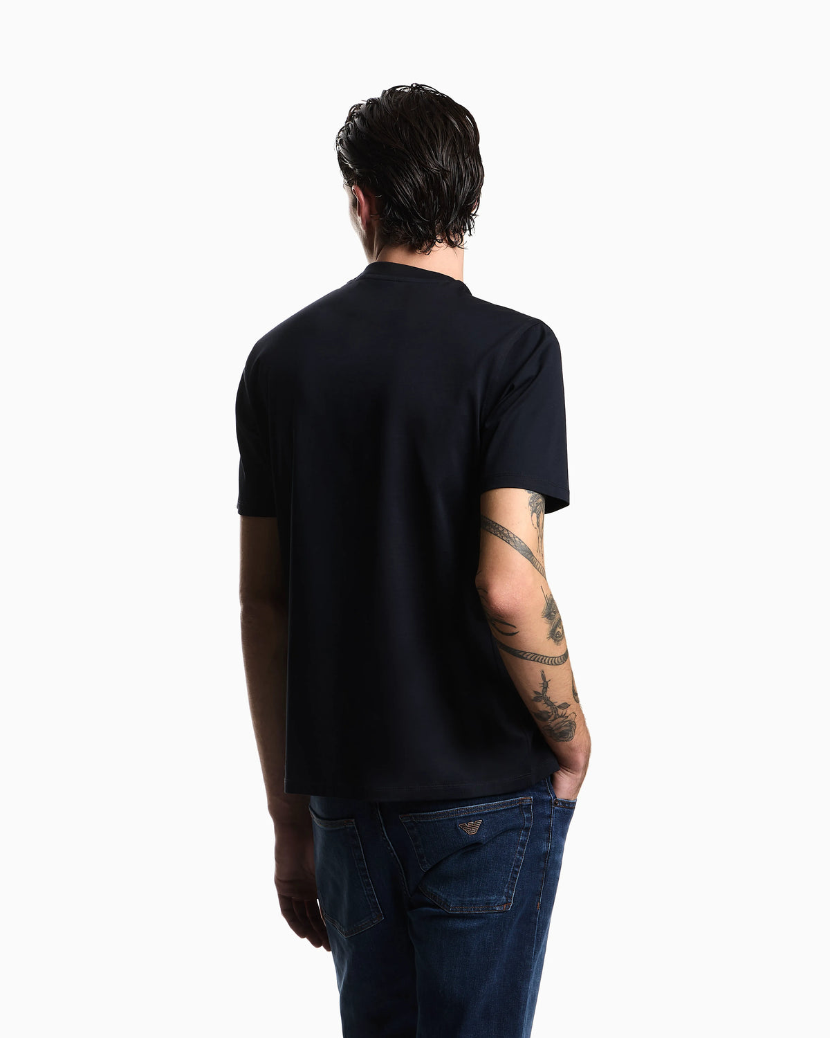 Intarsia jersey t-shirt in pure cotton with logo Essential