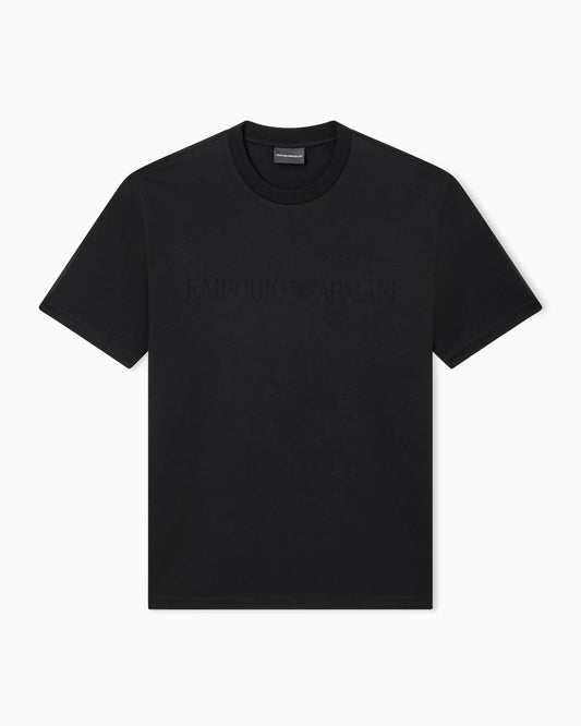 Intarsia jersey t-shirt in pure cotton with logo Essential