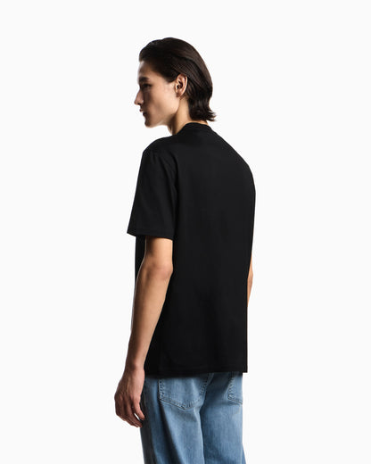 Intarsia jersey t-shirt in pure cotton with logo Essential