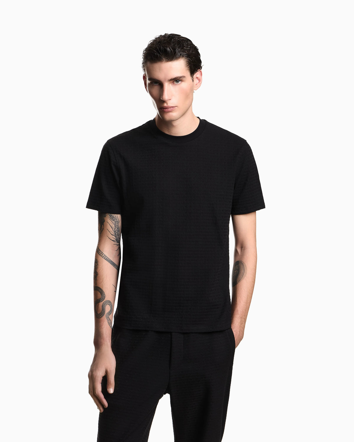 Jersey t-shirt in cotton jacquard with lettering Essential