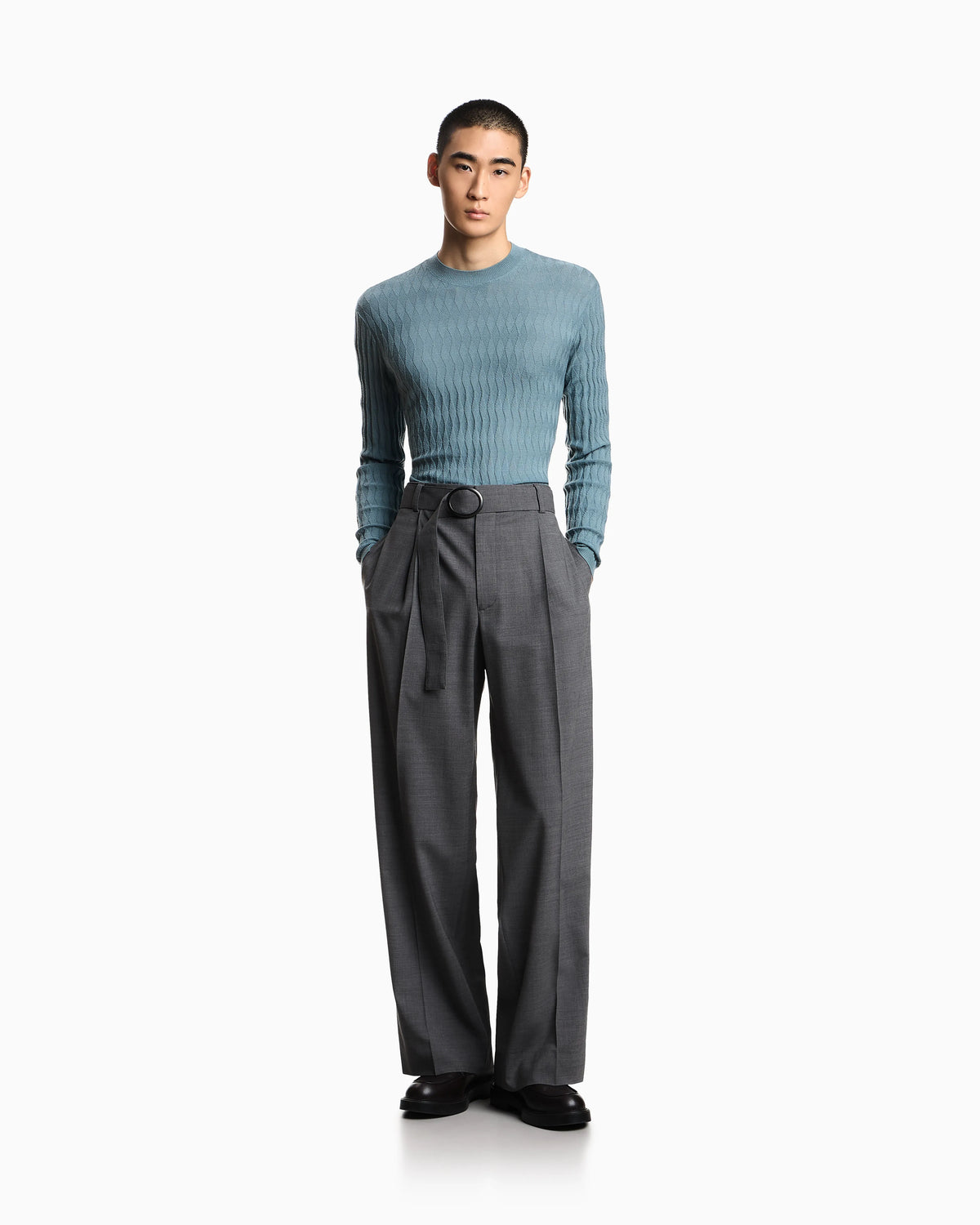 Textured virgin wool jumper