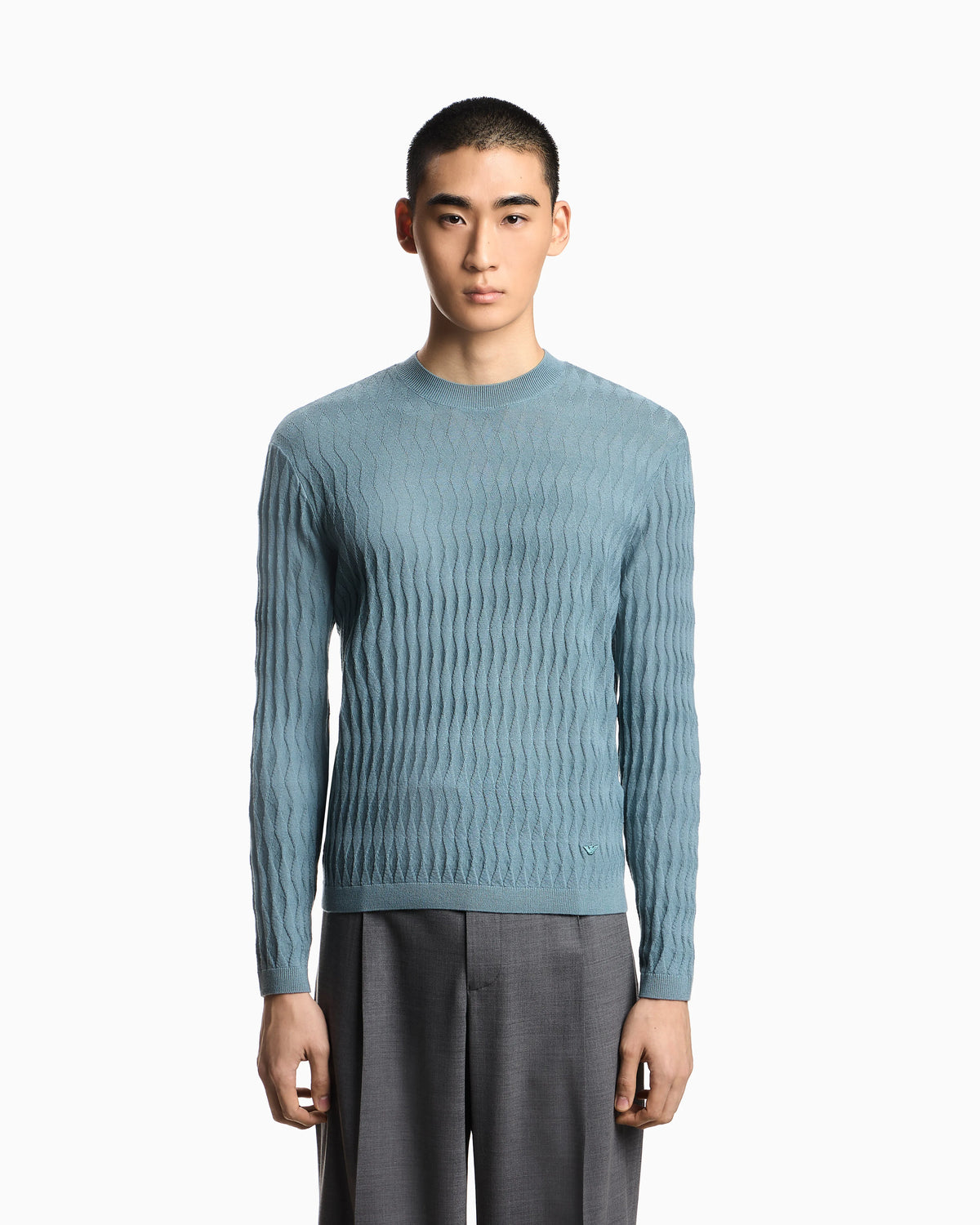 Textured virgin wool jumper