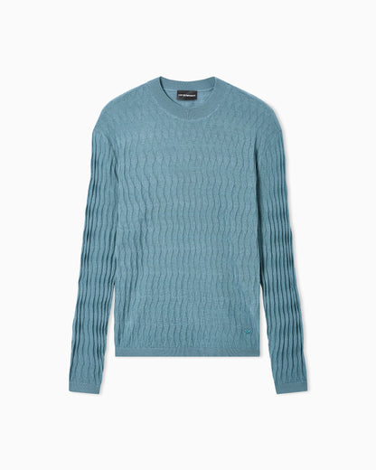 Textured virgin wool jumper