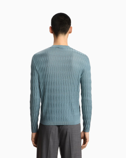 Textured virgin wool jumper