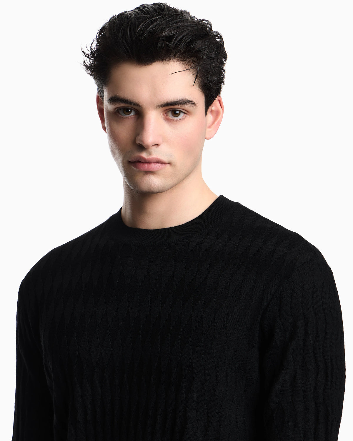 Textured virgin wool jumper
