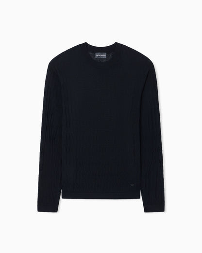 Textured virgin wool jumper