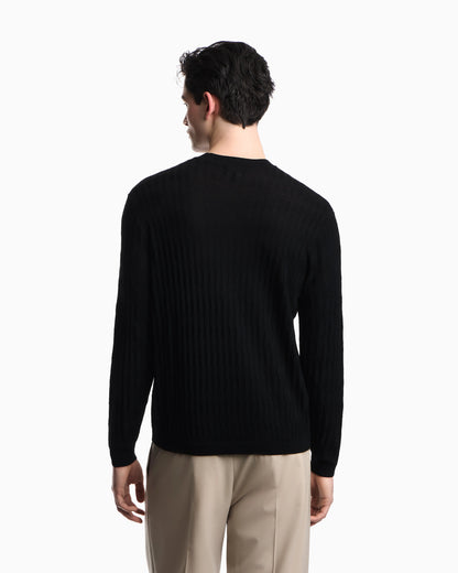 Textured virgin wool jumper