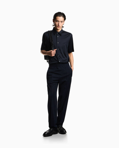 Slim fit lyocell jersey shirt with short sleeves Essential