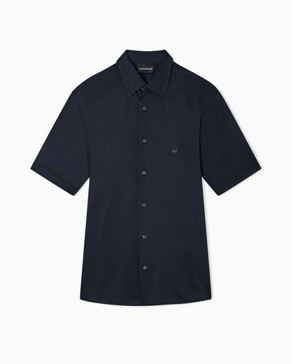 Slim fit lyocell jersey shirt with short sleeves Essential
