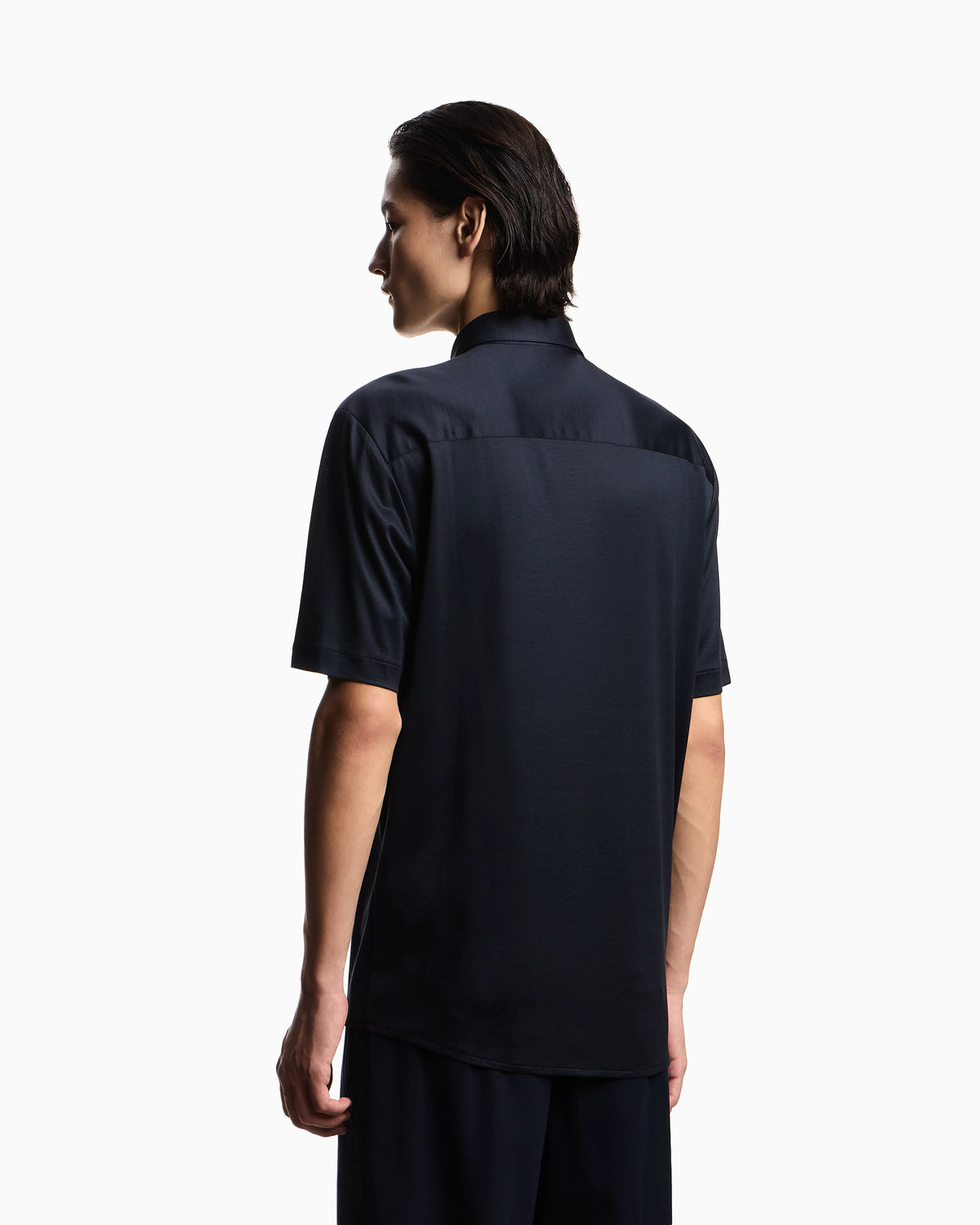 Slim fit lyocell jersey shirt with short sleeves Essential