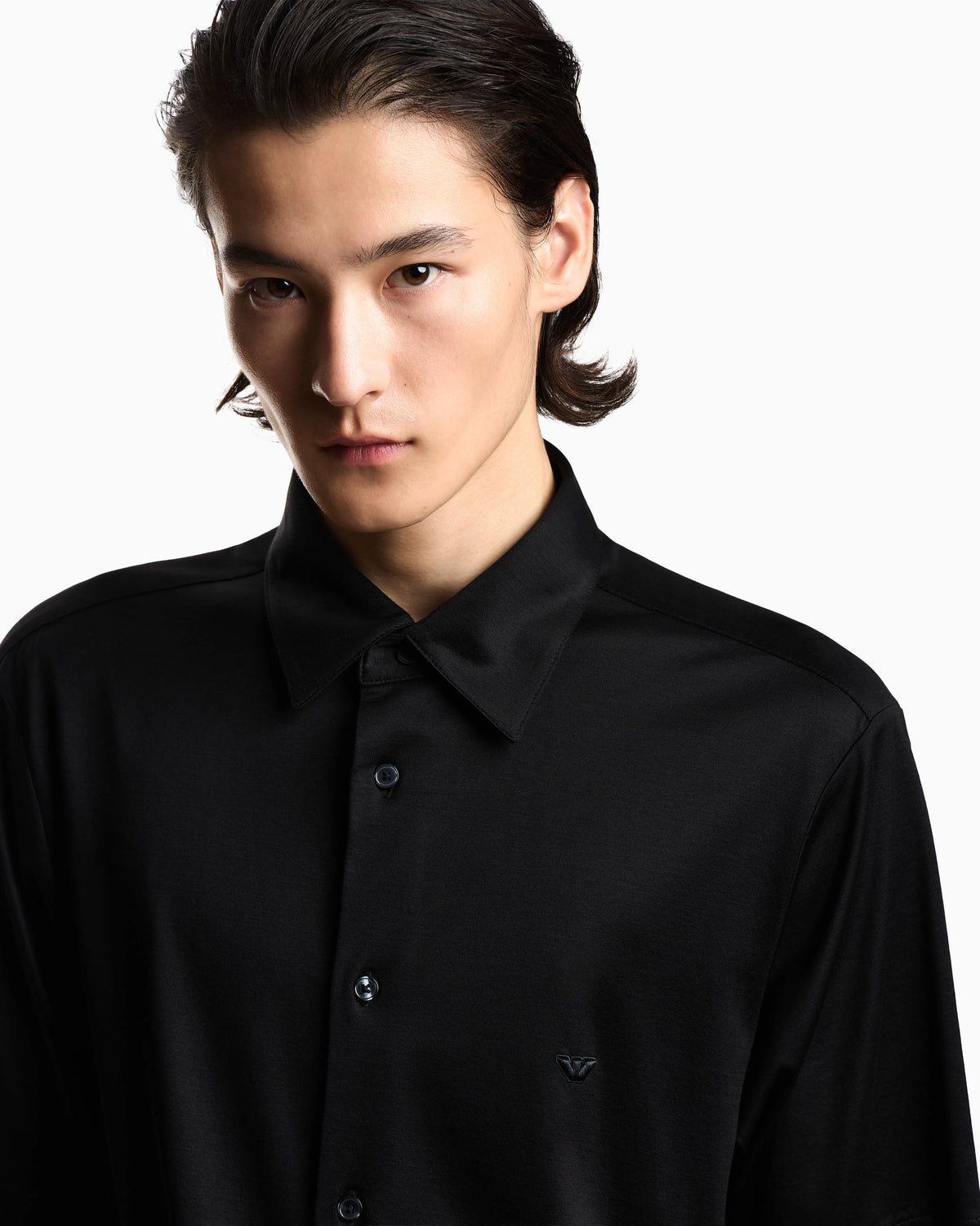 Slim fit lyocell jersey shirt with short sleeves Essential