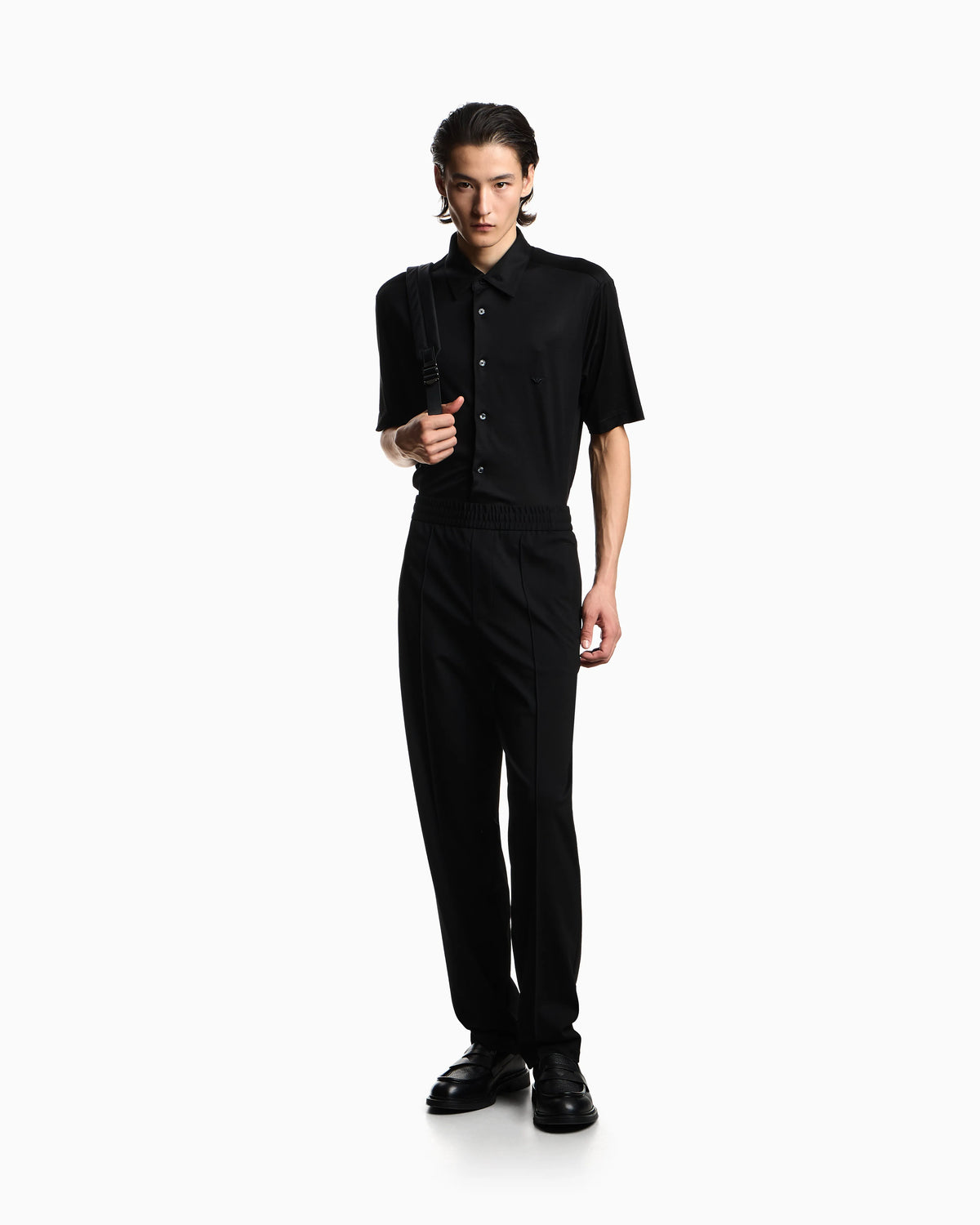 Slim fit lyocell jersey shirt with short sleeves Essential