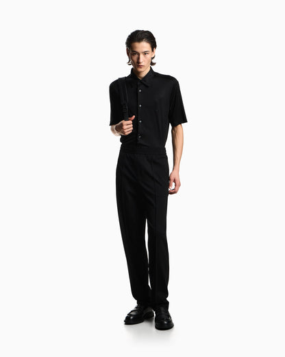 Slim fit lyocell jersey shirt with short sleeves Essential