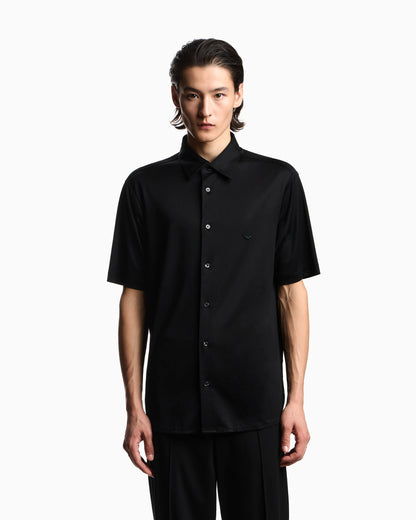 Slim fit lyocell jersey shirt with short sleeves Essential