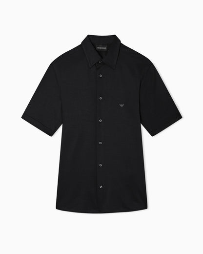 Slim fit lyocell jersey shirt with short sleeves Essential