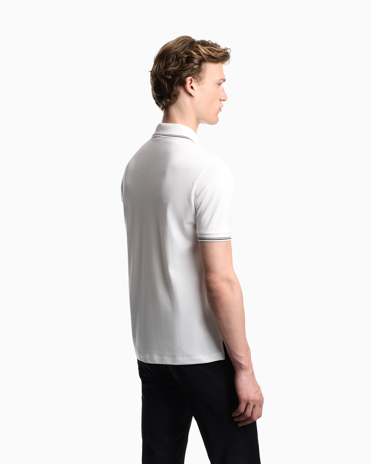 Slim-fit stretch piqué polo shirt with micro eagle
