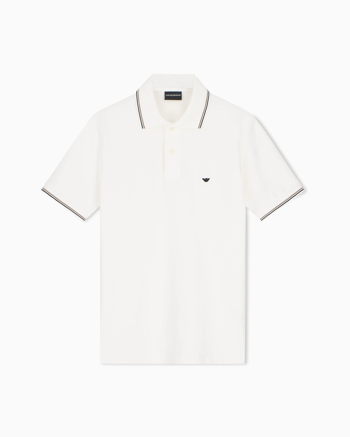 Slim-fit stretch piqué polo shirt with micro eagle