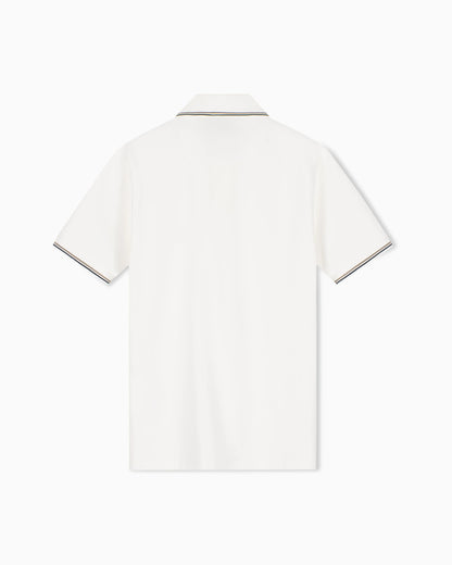 Slim-fit stretch piqué polo shirt with micro eagle