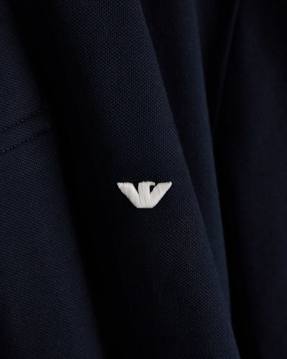 Slim-fit stretch piqué polo shirt with micro eagle