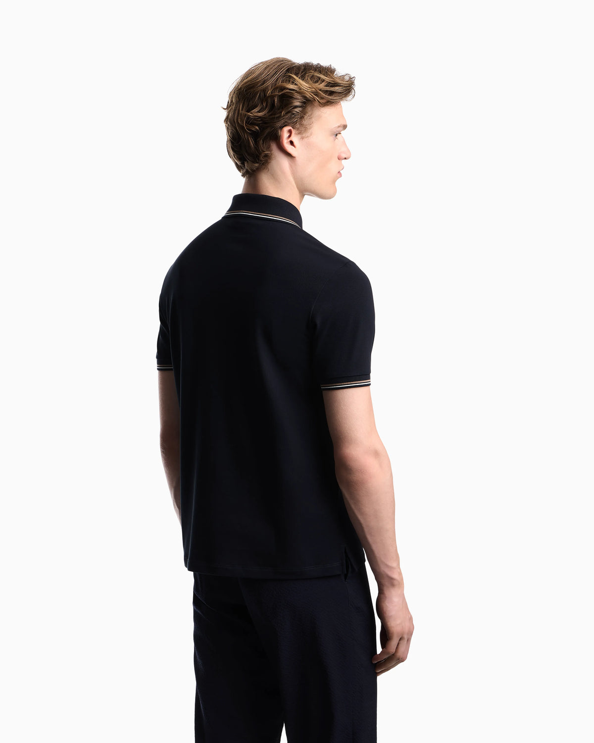 Slim-fit stretch piqué polo shirt with micro eagle